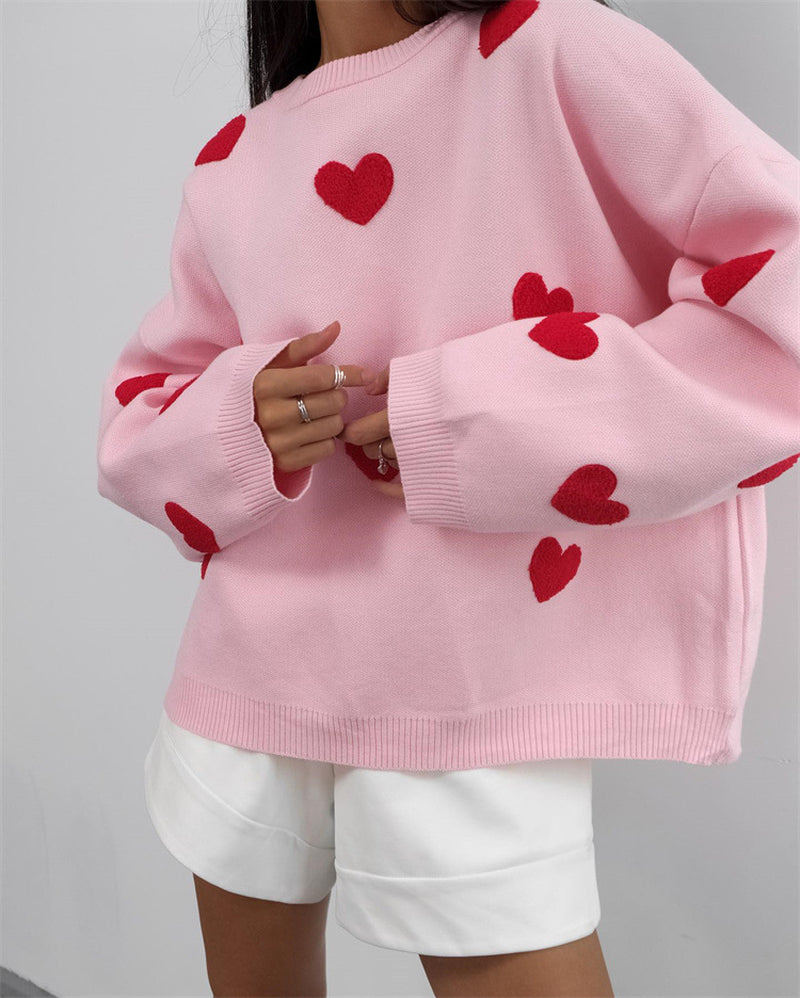 Super Chic Aesthetic Loose Heart-Shaped Sweater 