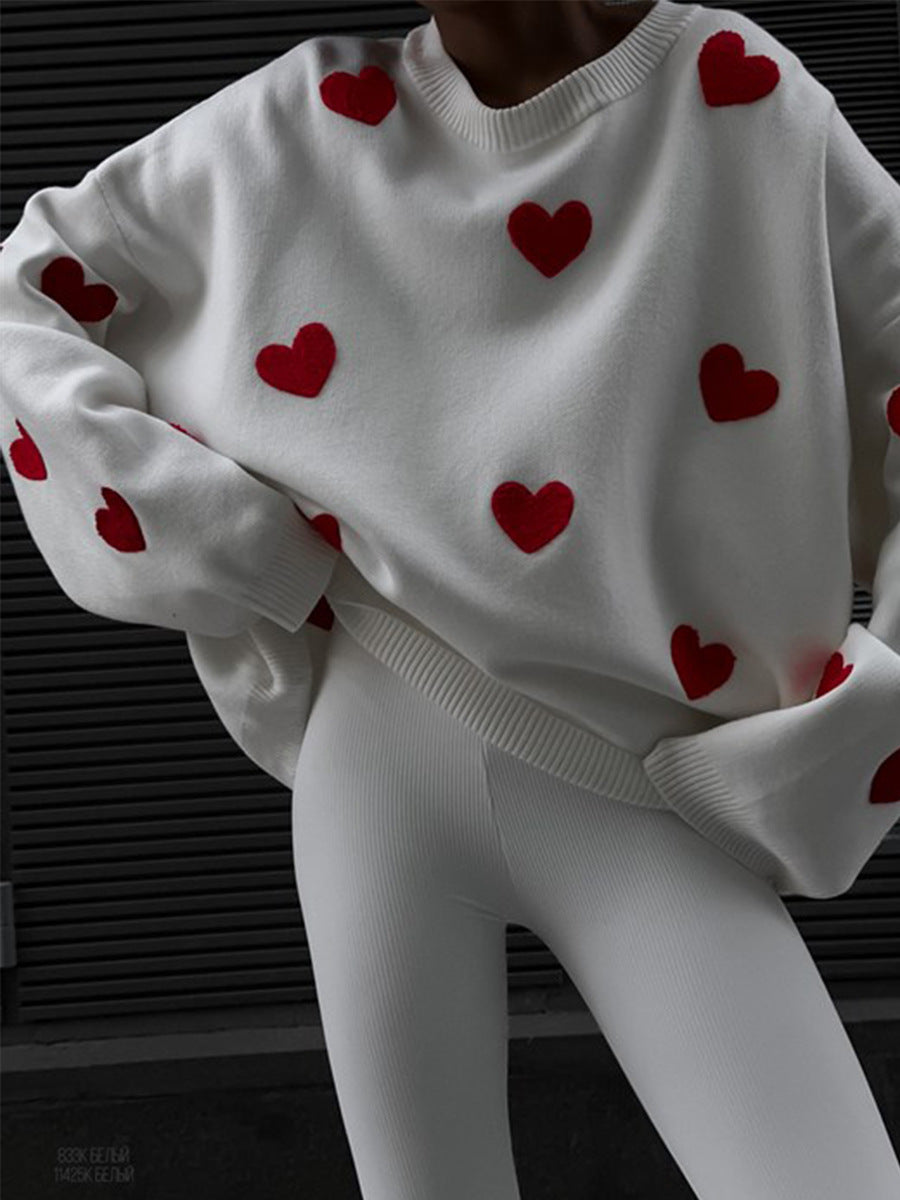 Super Chic Aesthetic Loose Heart-Shaped Sweater 