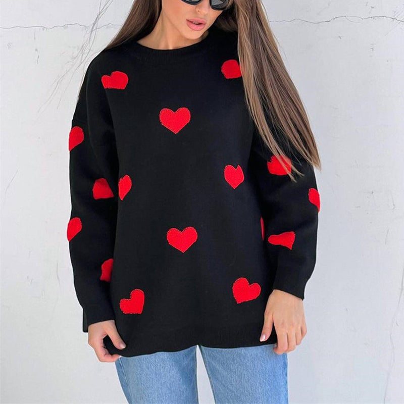 Super Chic Aesthetic Loose Heart-Shaped Sweater 