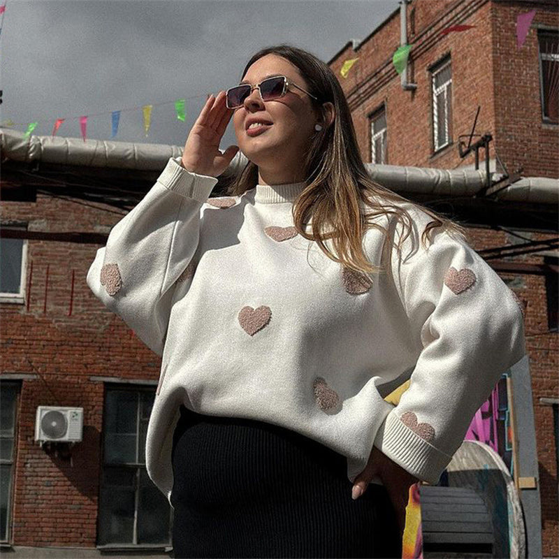 Super Chic Aesthetic Loose Heart-Shaped Sweater 
