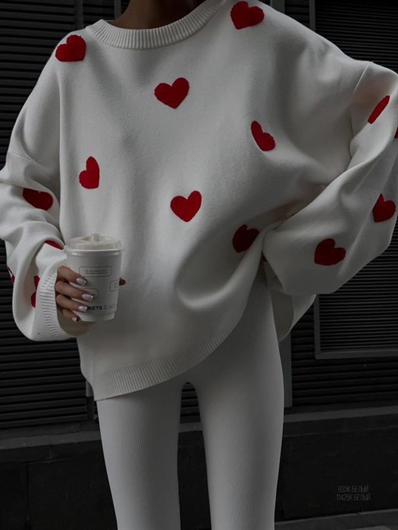 Super Chic Aesthetic Loose Heart-Shaped Sweater 