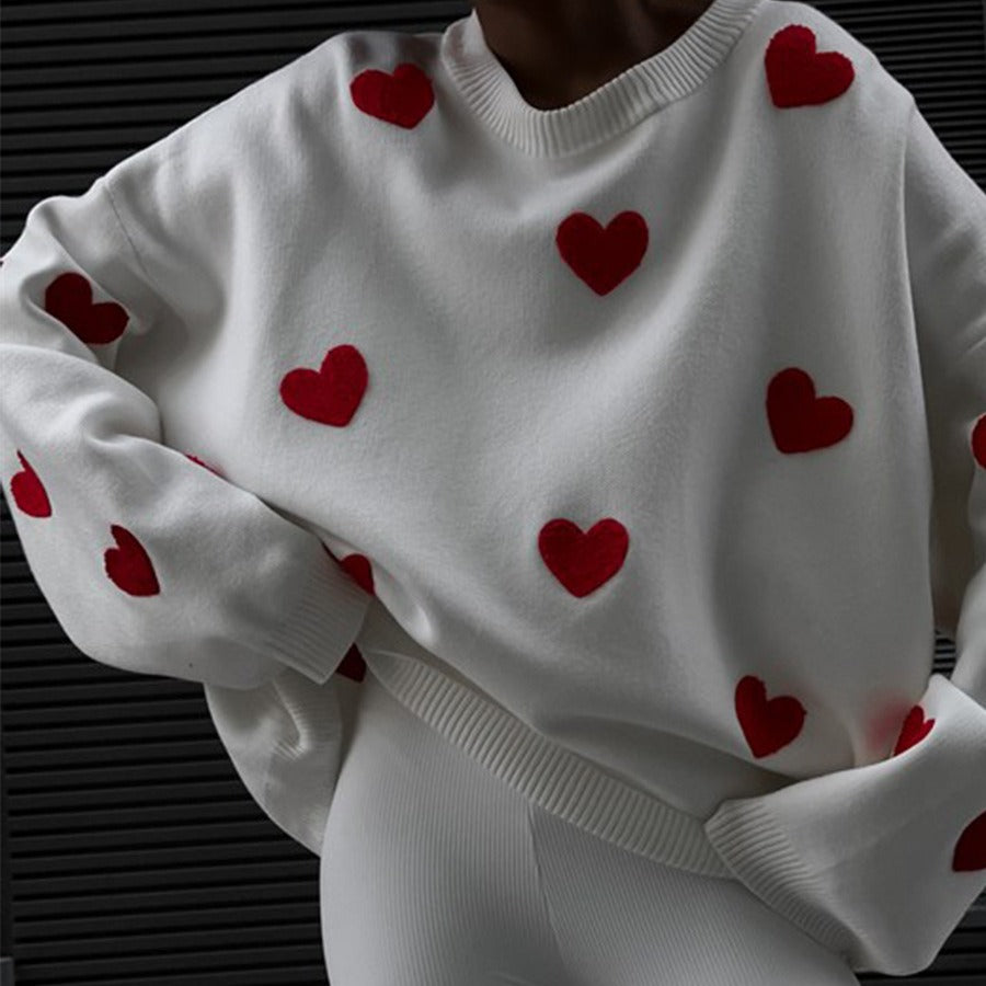 Super Chic Aesthetic Loose Heart-Shaped Sweater 